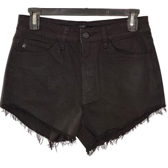 KANCAN NWT High Rise Distressed Black Denim Shorts, Size 9 - Picture 1 of 13